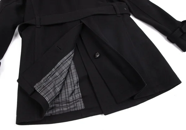 バーバリー ブラックレーベルBURBERRY BACK ABE 裏チェックウールナポレオンコート 黒L K-102073_017