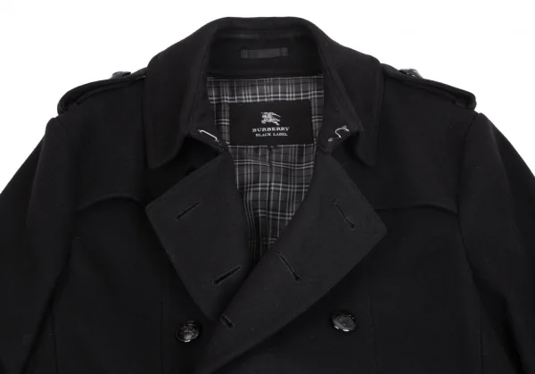 バーバリー ブラックレーベルBURBERRY BACK ABE 裏チェックウールナポレオンコート 黒L K-102073_002