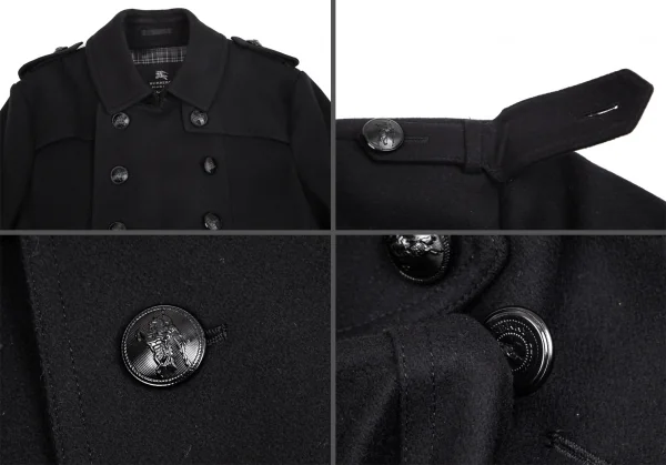 バーバリー ブラックレーベルBURBERRY BACK ABE 裏チェックウールナポレオンコート 黒L K-102073_003