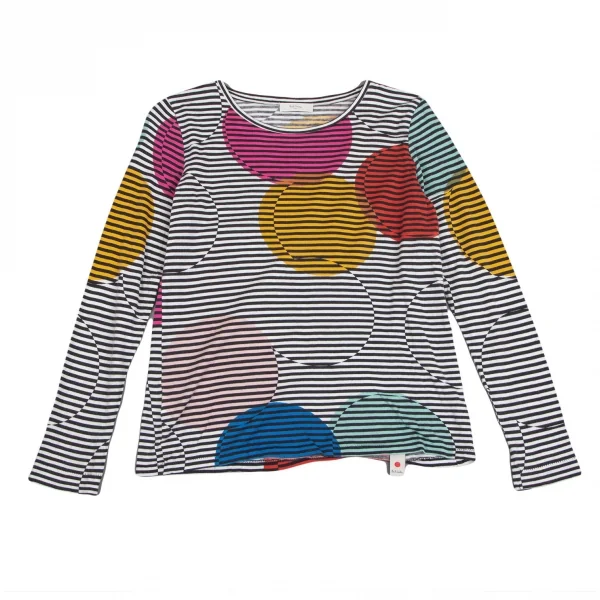 ポールスミス Paul Smith マルチドットプリントボーダーカットソー 白黒マルチM K-102077_001