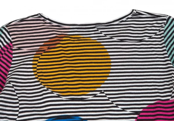 ポールスミス Paul Smith マルチドットプリントボーダーカットソー 白黒マルチM K-102077_010