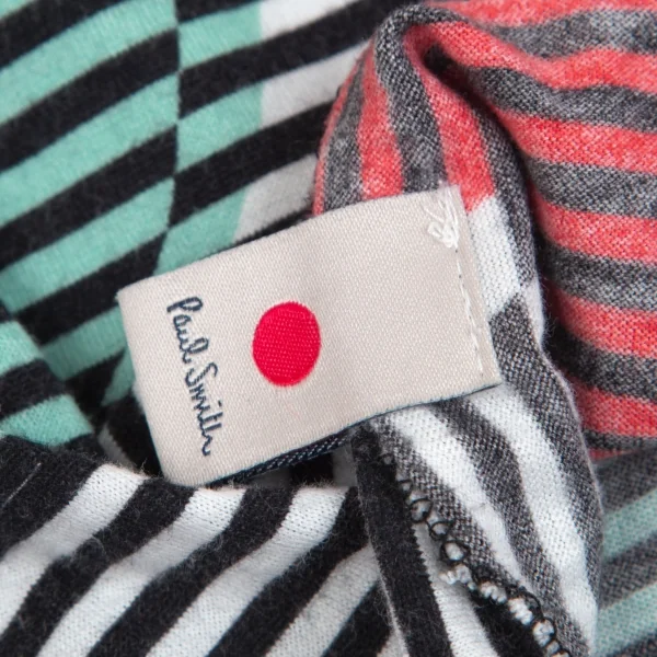 ポールスミス Paul Smith マルチドットプリントボーダーカットソー 白黒マルチM K-102077_013