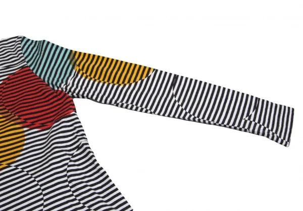 ポールスミス Paul Smith マルチドットプリントボーダーカットソー 白黒マルチM K-102077_004