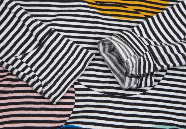 ポールスミス Paul Smith マルチドットプリントボーダーカットソー 白黒マルチM K-102077_005