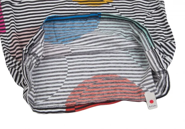 ポールスミス Paul Smith マルチドットプリントボーダーカットソー 白黒マルチM K-102077_008