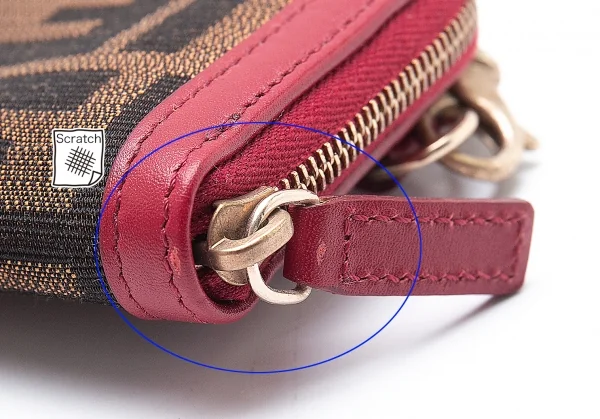 フェンディFENDI ズッカ柄チェーンコインケース 赤茶 K-102092_006