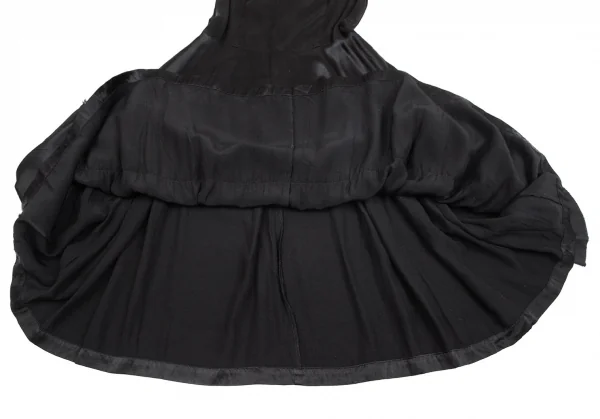 トリココムデギャルソンtricot COMME des GARCONS製品染めレーヨンサテン裾裁ち切り貼り付けノースリーブワンピース 黒M K-102122_010