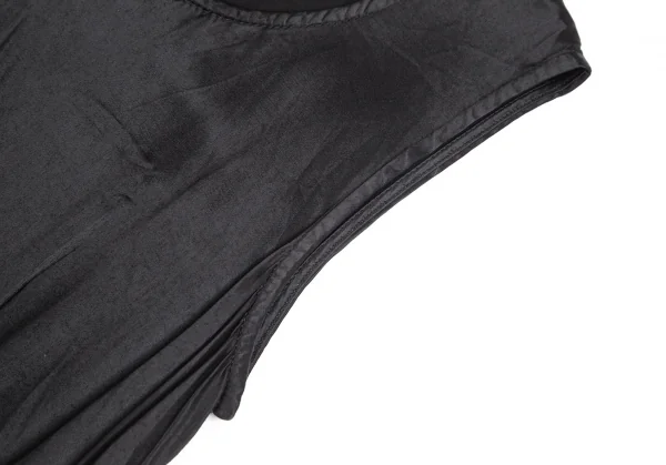 トリココムデギャルソンtricot COMME des GARCONS製品染めレーヨンサテン裾裁ち切り貼り付けノースリーブワンピース 黒M K-102122_005