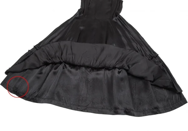トリココムデギャルソンtricot COMME des GARCONS製品染めレーヨンサテン裾裁ち切り貼り付けノースリーブワンピース 黒M K-102122_008