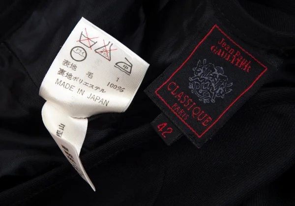 ジャンポールゴルチエ クラシックJean Paul GAULTIER CLASSIQUE ウールスカート 黒42 K-102132_010
