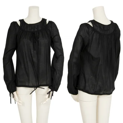 ジャンポールゴルチエJPG フロントリボン絞りデザインオフショルダーシースルートップス