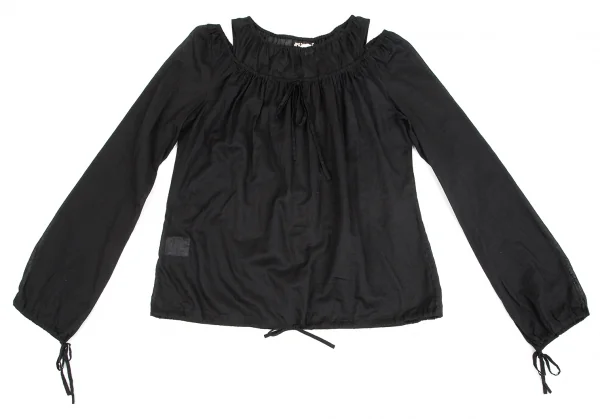 ジャンポールゴルチエJPG フロントリボン絞りデザインオフショルダーシースルートップス 黒40 K-102143_002