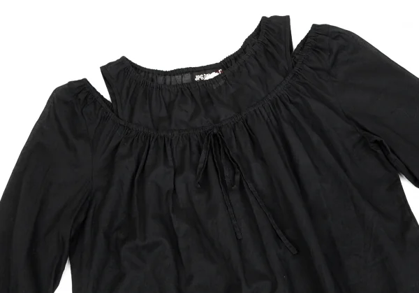 ジャンポールゴルチエJPG フロントリボン絞りデザインオフショルダーシースルートップス 黒40 K-102143_003