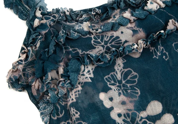 ジャンポールゴルチエJean Paul GAULTIER フラワーフリルパワーネットキャミソール 青白40 K-102144_005