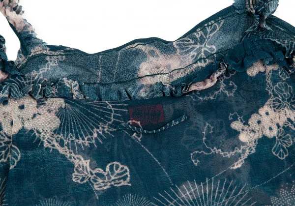 ジャンポールゴルチエJean Paul GAULTIER フラワーフリルパワーネットキャミソール 青白40 K-102144_009