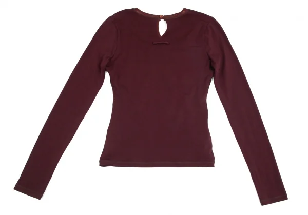 ジャンポールゴルチエJean Paul GAULTIER ランダム刺繍フリルストレッチカットソー ワインレッド40 K-102145_011