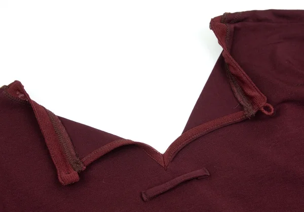 ジャンポールゴルチエJean Paul GAULTIER ランダム刺繍フリルストレッチカットソー ワインレッド40 K-102145_013