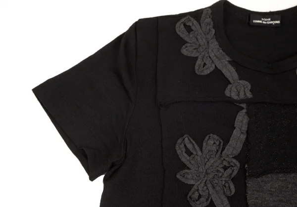 トリココムデギャルソンtricot COMME des GARCONS ウールシワ加工パッチワークTシャツ 黒S位 K-102163_004