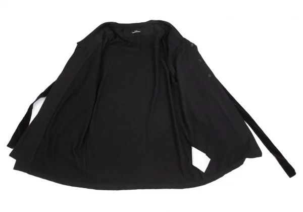 トリココムデギャルソンtricot COMME des GARCONS スタッズストール着脱ラウンドカラーウールシャツ 黒M位 K-102167_010