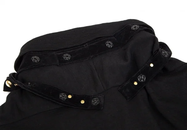 トリココムデギャルソンtricot COMME des GARCONS スタッズストール着脱ラウンドカラーウールシャツ 黒M位 K-102167_014