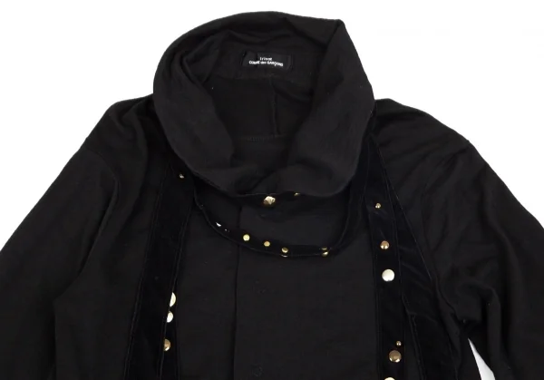 トリココムデギャルソンtricot COMME des GARCONS スタッズストール着脱ラウンドカラーウールシャツ 黒M位 K-102167_003