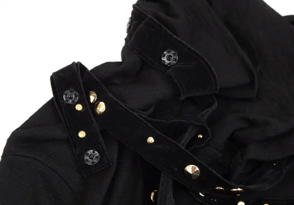 トリココムデギャルソンtricot COMME des GARCONS スタッズストール着脱ラウンドカラーウールシャツ 黒M位 K-102167_004