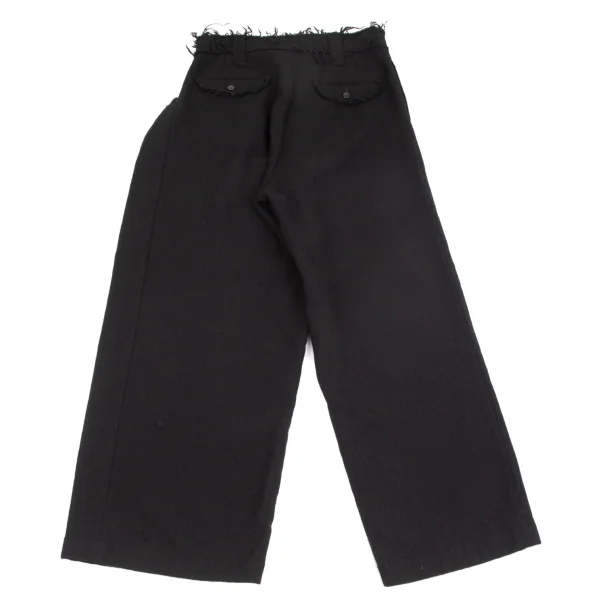 トリココムデギャルソンtricot COMME des GARCONSウエストダブルベルトコサージュ縮絨ワイドパンツ 黒M K-102174_011