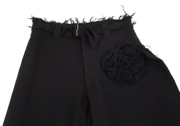 トリココムデギャルソンtricot COMME des GARCONSウエストダブルベルトコサージュ縮絨ワイドパンツ 黒M K-102174_002
