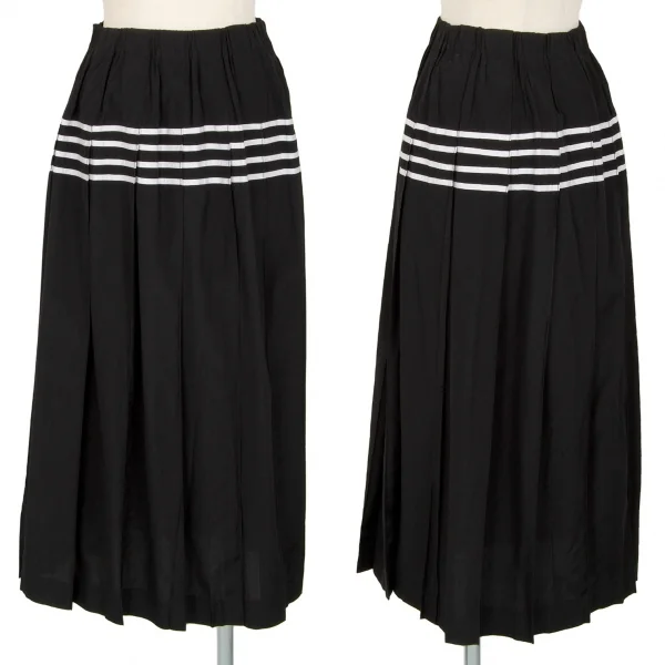 トリココムデギャルソンtricot COMME des GARCONS テープラインプリーツロングスカート 黒白M位 K-102177_001