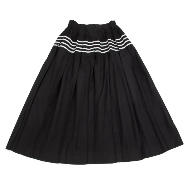 トリココムデギャルソンtricot COMME des GARCONS テープラインプリーツロングスカート 黒白M位 K-102177_011