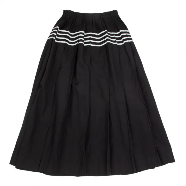 トリココムデギャルソンtricot COMME des GARCONS テープラインプリーツロングスカート 黒白M位 K-102177_002