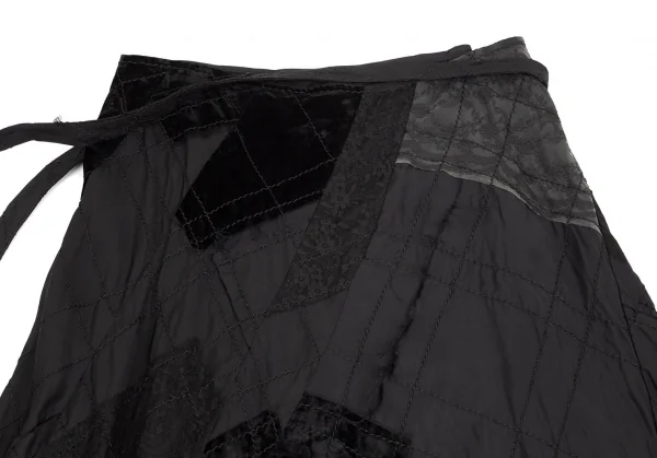 トリココムデギャルソンtricot COMME des GARCONS異素材貼り付けステッチラップスカート 黒M K-102181_011