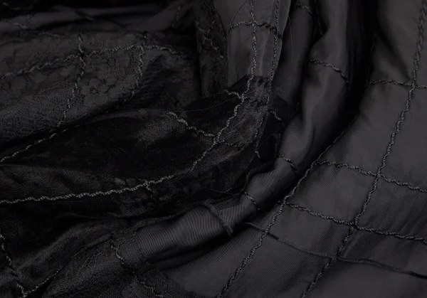 トリココムデギャルソンtricot COMME des GARCONS異素材貼り付けステッチラップスカート 黒M K-102181_013