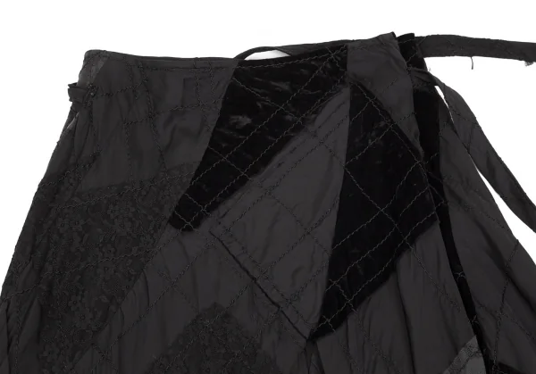トリココムデギャルソンtricot COMME des GARCONS異素材貼り付けステッチラップスカート 黒M K-102181_003