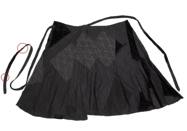 トリココムデギャルソンtricot COMME des GARCONS異素材貼り付けステッチラップスカート 黒M K-102181_005