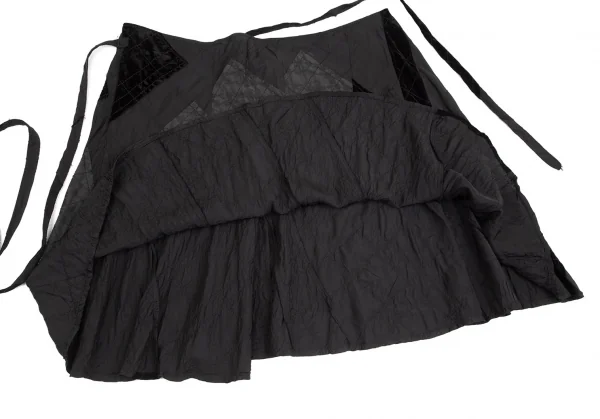 トリココムデギャルソンtricot COMME des GARCONS異素材貼り付けステッチラップスカート 黒M K-102181_009