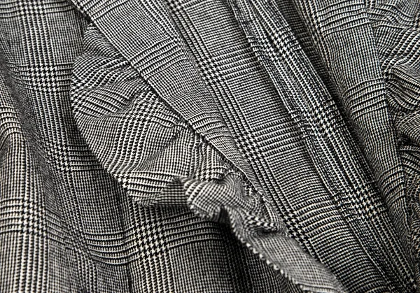 ローブドシャンブル コムデギャルソンrobe de chambre COMME des GARCONS グレンチェックボタンレスフリルジャケット グレー黒M位 K-102187_010