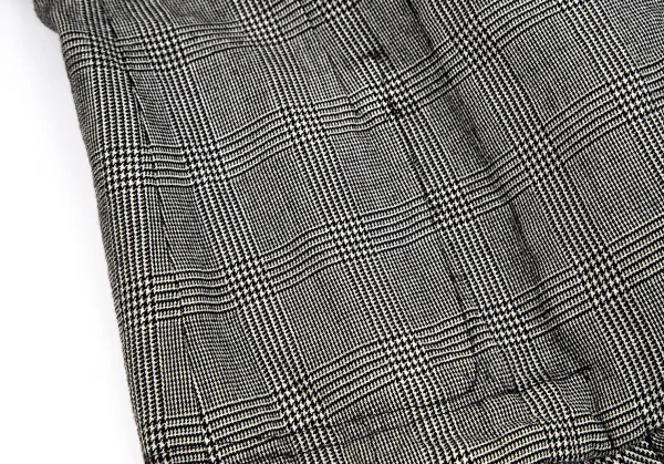 ローブドシャンブル コムデギャルソンrobe de chambre COMME des GARCONS グレンチェックボタンレスフリルジャケット グレー黒M位 K-102187_011