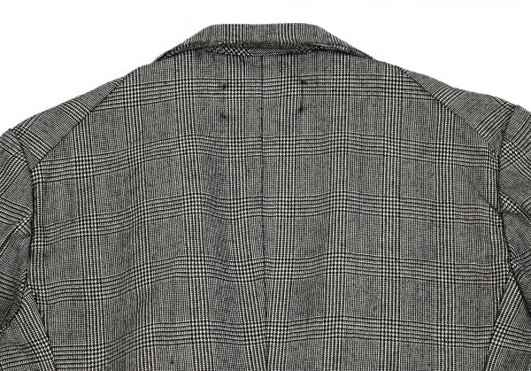 ローブドシャンブル コムデギャルソンrobe de chambre COMME des GARCONS グレンチェックボタンレスフリルジャケット グレー黒M位 K-102187_014