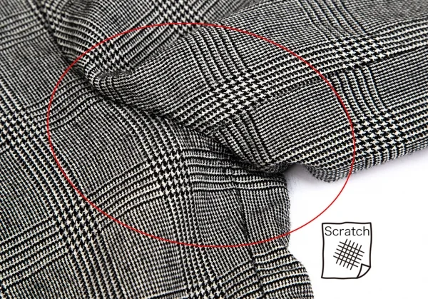 ローブドシャンブル コムデギャルソンrobe de chambre COMME des GARCONS グレンチェックボタンレスフリルジャケット グレー黒M位 K-102187_004