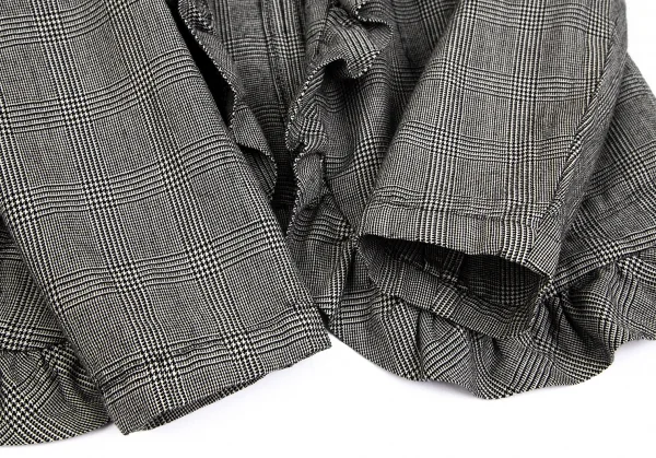ローブドシャンブル コムデギャルソンrobe de chambre COMME des GARCONS グレンチェックボタンレスフリルジャケット グレー黒M位 K-102187_007