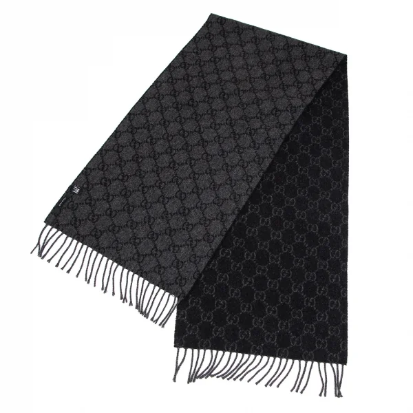 グッチGUCCI GG柄カシミヤストール 黒 K-102197_001