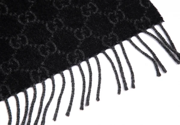 グッチGUCCI GG柄カシミヤストール 黒 K-102197_004