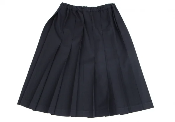 ローブドシャンブル コムデギャルソンrobe de chambre COMME des GARCONS ウールギャバプリーツフレアスカート ネイビーL K-102269_002