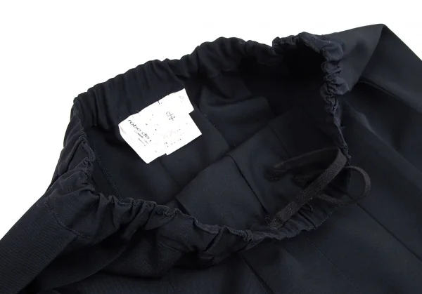 ローブドシャンブル コムデギャルソンrobe de chambre COMME des GARCONS ウールギャバプリーツフレアスカート ネイビーL K-102269_004