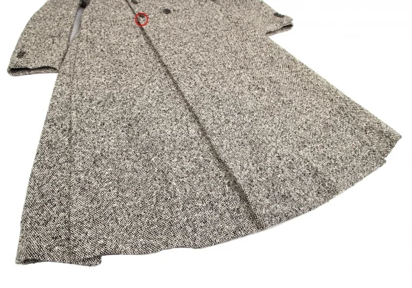 ローブドシャンブル コムデギャルソンrobe de chambre COMME des GARCONS サイドスリットツイードロングコート 白黒S位 K-102302_010