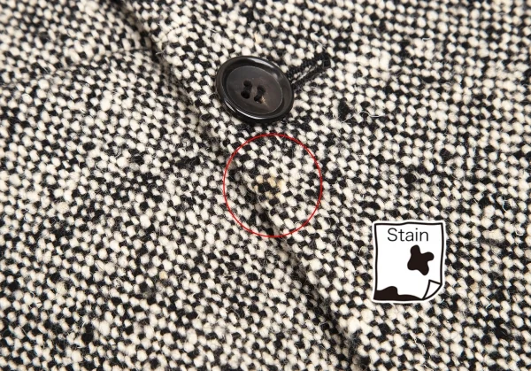 ローブドシャンブル コムデギャルソンrobe de chambre COMME des GARCONS サイドスリットツイードロングコート 白黒S位 K-102302_011