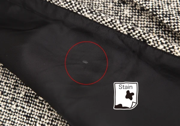 ローブドシャンブル コムデギャルソンrobe de chambre COMME des GARCONS サイドスリットツイードロングコート 白黒S位 K-102302_013