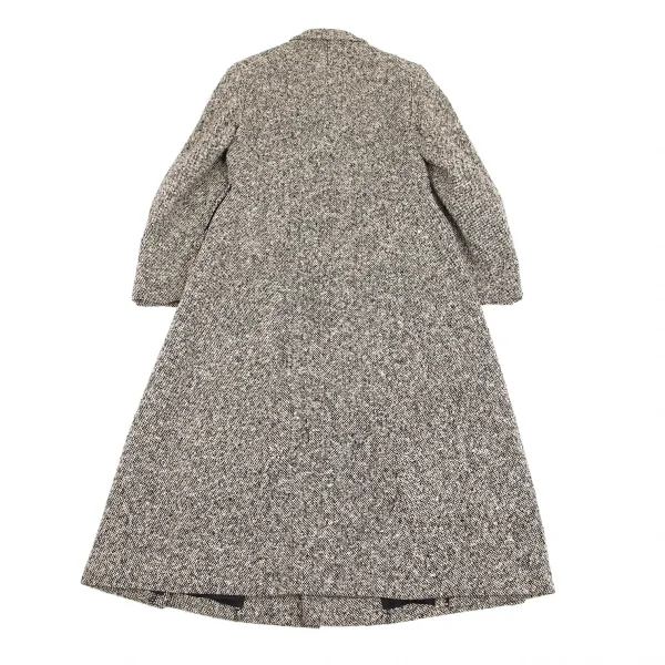 ローブドシャンブル コムデギャルソンrobe de chambre COMME des GARCONS サイドスリットツイードロングコート 白黒S位 K-102302_015