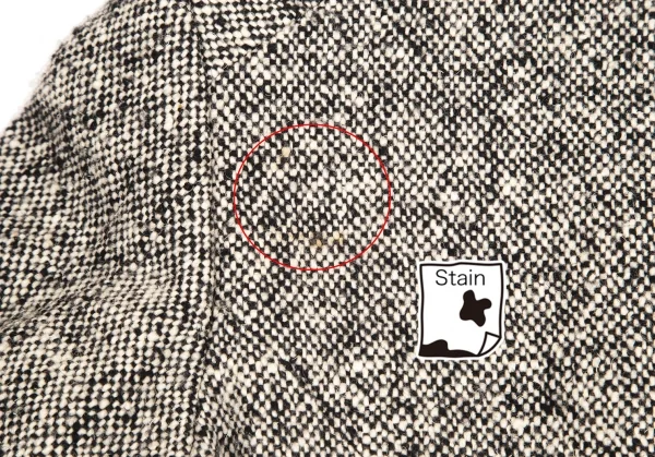 ローブドシャンブル コムデギャルソンrobe de chambre COMME des GARCONS サイドスリットツイードロングコート 白黒S位 K-102302_017